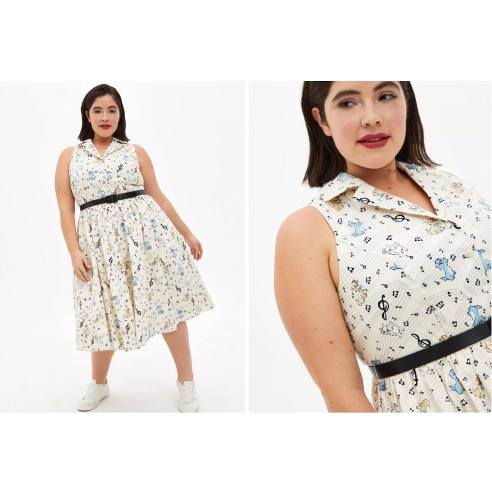 Disney The Aristocats Cat Print Sleeveless Midi Dress Size 20 - Picture 4 of 11